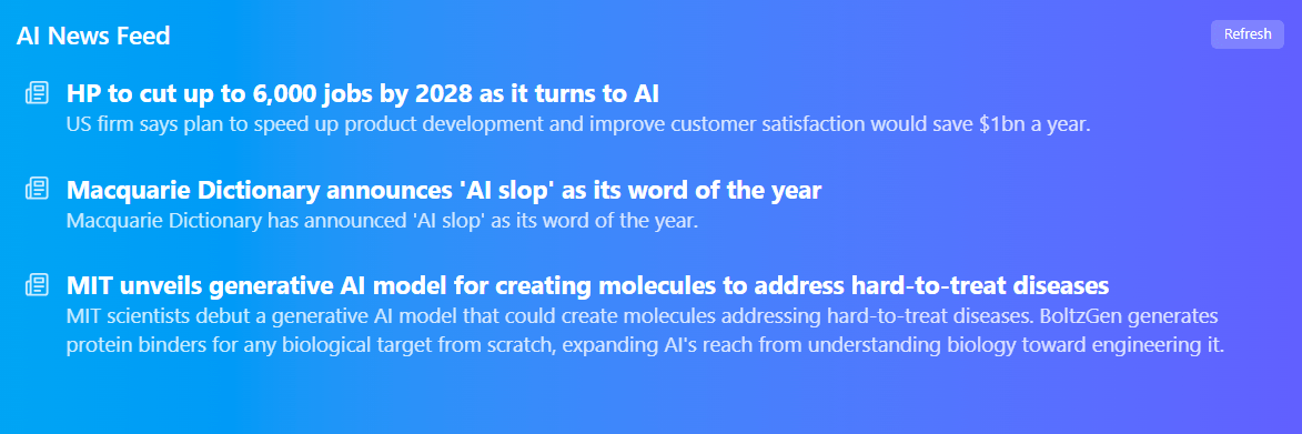 Curated AI News Feeds