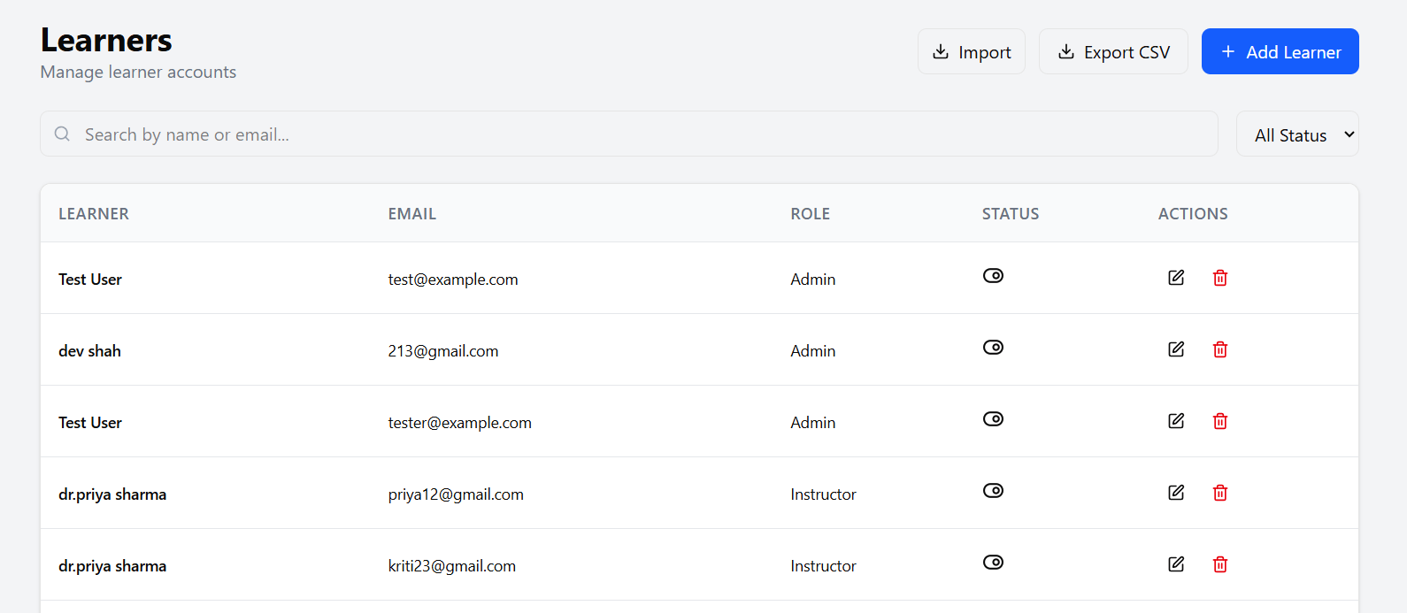 Comprehensive Learner Directory